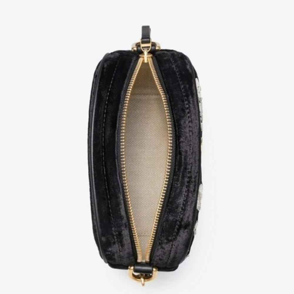 Tory Burch Kira Velvet Embroidered Crossbody Handbag - Picture 4 of 8